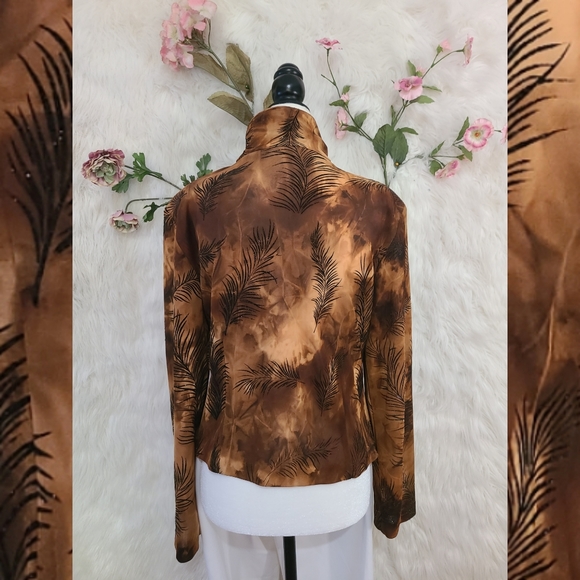 Vintage brown ombré with glitter feathers zip up - Picture 5 of 6